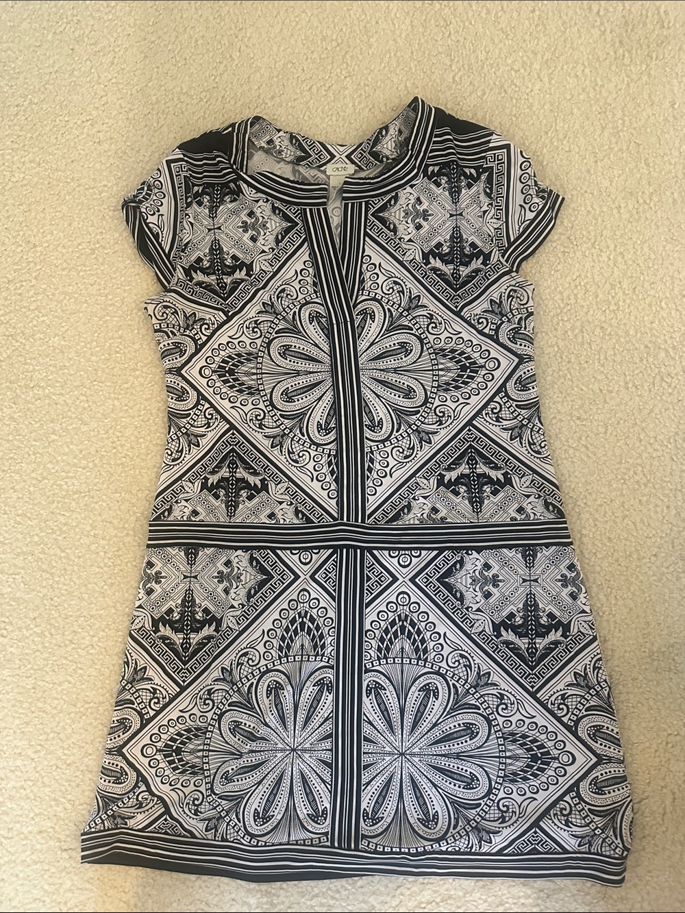 Cache Black and White Printed Mini Dress